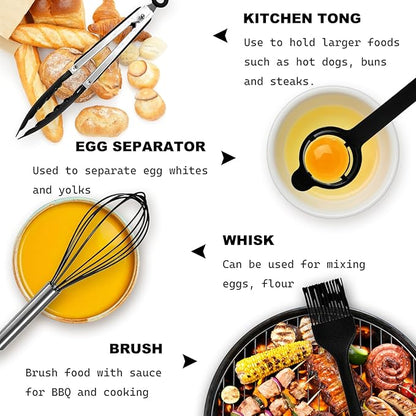 Silicone Kitchen Utensils Set - 15 Pieces Non Toxic Silicone Utensils Set For Cooking，428°F Heat Resistant Food Grade Kitchen Tools，Dishwasher Safe (Black, 15 Piece Set)