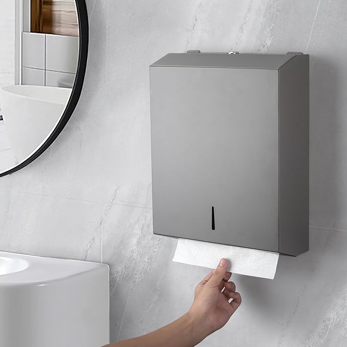 Paper Towel Dispenser Wall Mount Commercial c-fold/Multi-fold/Tri-fold, Touchless Hand Towel Dispenser with Lock(Dark Grey) - Image 6