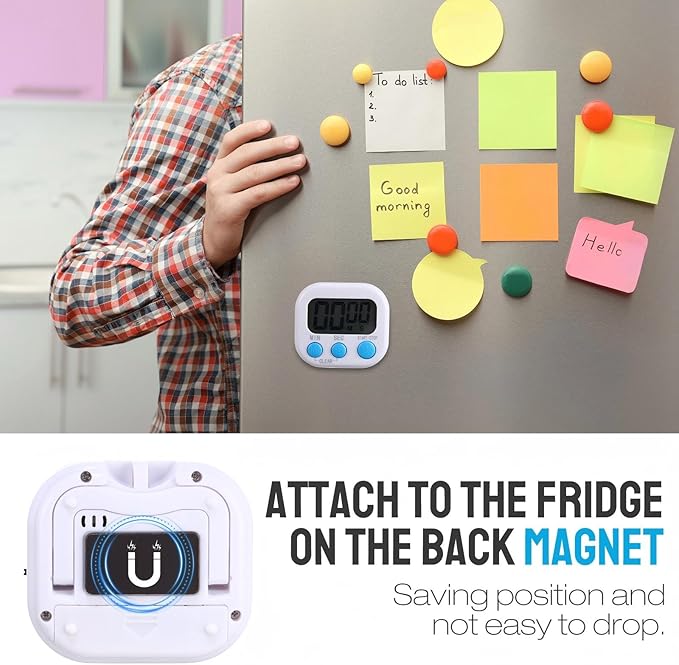 Weewooday 6 Pcs Digital Kitchen Timer Magnetic Timer Bulk On/Off Switch Minute Second Count up Countdown Loud Alarm for Exercise Cook Baking (Novel Color) - Image 4