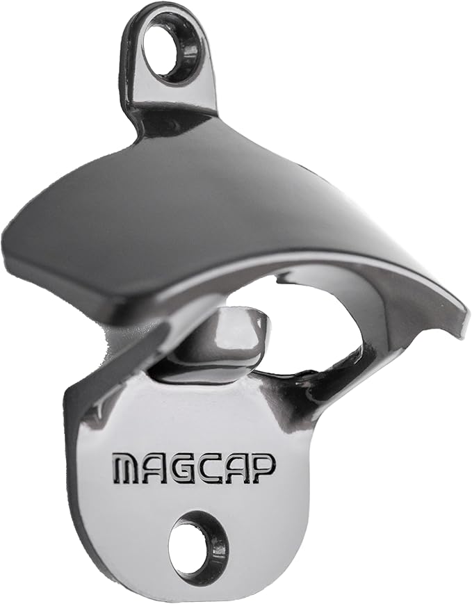 Outdoor Bottle Opener Wall Mounted - Style Magnetic Beer Bottle Opener that Catches Caps - Easy to Install and Incredibly Convenient (Gunmetal Black) by MAGCAP