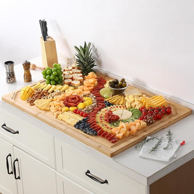 36 x 24 Extra Large Bamboo Cutting Board for Kitchen, Cutting Board Stove Top Cover with Handle, Butcher Block Chopping Board with Juice Groove, Large Charcuterie Board Over the Sink - Image 7