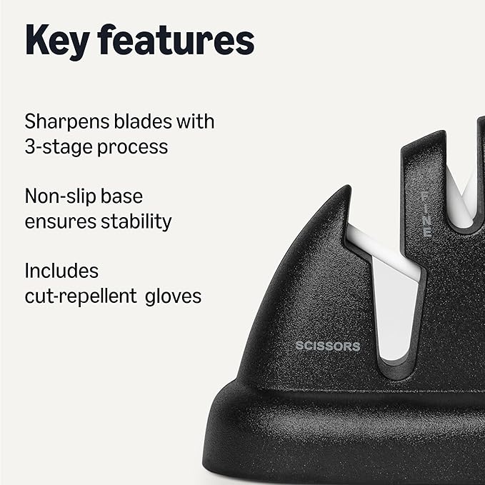 Amazon Basics 4-in-1 Knife Sharpener with Non-Slip Base, Includes Safety Glove - Image 2
