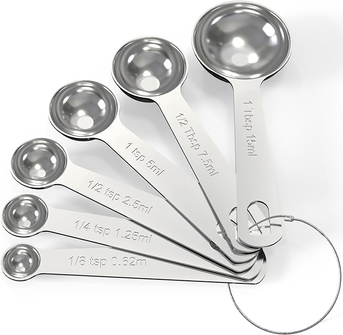 TILUCK Stainless Steel Measuring Spoons Set,Coffee Scoop Spoon,Kitchen Gadgets for Cooking & Baking,Set of 6 by TILUCKBringsGoodLuck