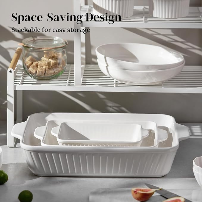 DOWAN Ceramic Baking Dishes, Set of 3 (15.6"/12.2"/8.9") - Image 6
