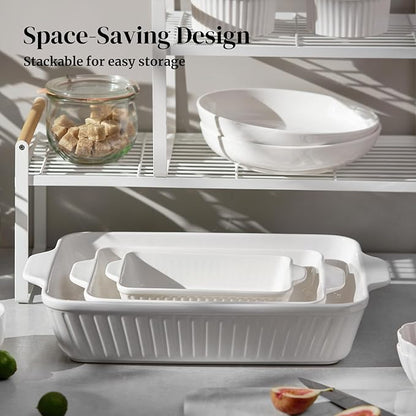 DOWAN Ceramic Baking Dishes, Set of 3 (15.6"/12.2"/8.9") - Image 6