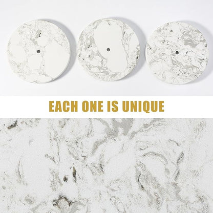 Koville Paper Towel Holder Countertop, Marble and Brass Standing Paper Roll Holder, Heavy Stone Paper Towel Holder with 6" Weighted Marble Base for Kitchen Bathroom(Arabescato Argento)