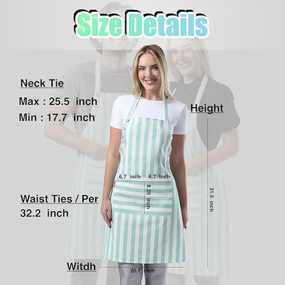 TOSHEX Kitchen Apron Waterdrop Resistant Cotton Apron with adjustable Aprons for Women with Pockets Cooking Apron Chef Apron for Men (1, Green)