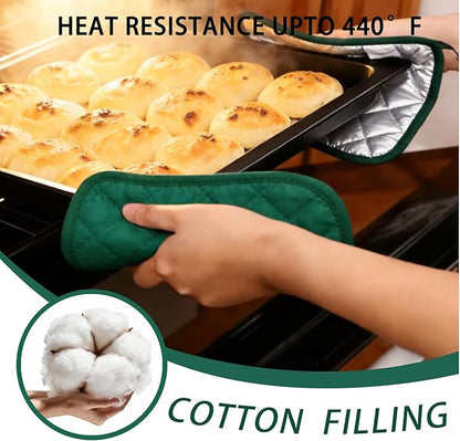4 Pack Pot Holders for Kitchen Clearance Oven Potholders Sets for Kitchens Hot Pads for Kitchen Countertops Heat Resistant Dark Green - Image 2