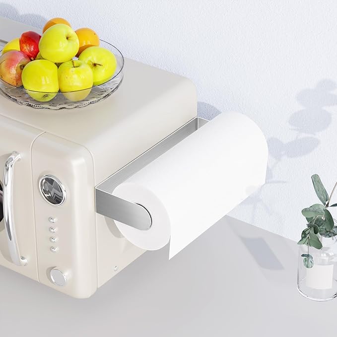 ZUNTO Magnetic Paper Towel Holder for Refrigerator – Strong Magnet Kitchen Paper Towel Rack for Grill, RV & Pantry – Sleek Silver Design - Image 6