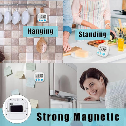 12 Pack Digital Kitchen Timers for Cooking Magnetic Timer for Cooking Loud Alarm White - Image 6