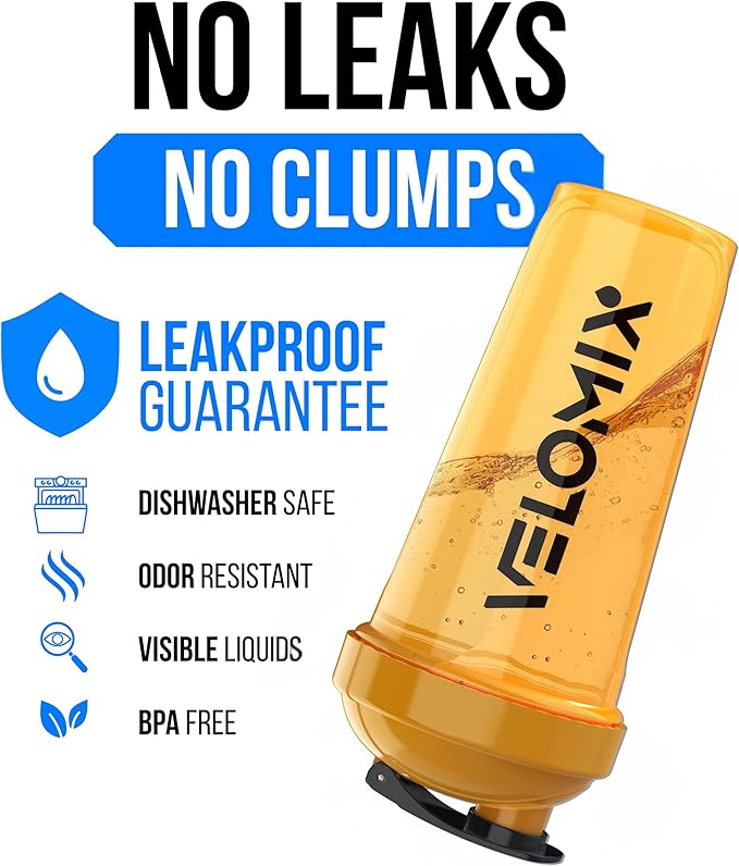 VELOMIX -2 Pack- 28 oz Protein Shaker Bottles for Protein Mixes - 2x Wire Whisk | Leak Proof Shaker Cups for Protein Shakes and Pre Workout | Protein Shaker Bottle Pack (A8) Golden Stone