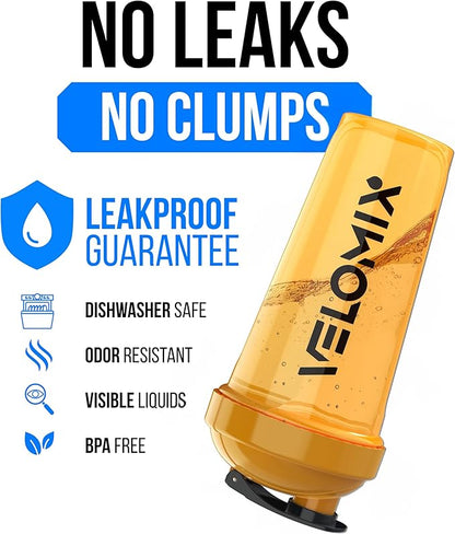 VELOMIX -2 Pack- 28 oz Protein Shaker Bottles for Protein Mixes - 2x Wire Whisk | Leak Proof Shaker Cups for Protein Shakes and Pre Workout | Protein Shaker Bottle Pack (A8) Golden Stone