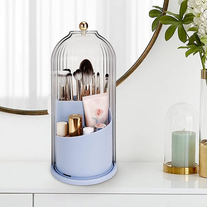 QIYVLOS Toothbrush Holders with Sliding Lid, Rotating 3 Slots Bathroom Organizer Countertop, Tooth Brush Toothpaste Holder Bathroom Counter Stand Sink Organizer Caddy for Makeup Brushes Holder (Blue) - Image 7