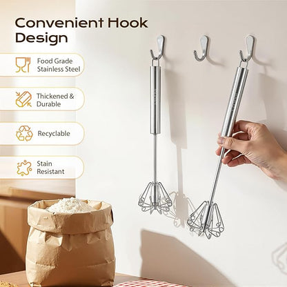 Upgraded Stainless Steel Semi-Automatic Whisk - Easy to Use Whizzy Whisk, Versatile Wisker Tool for Cooking, Kitchen Essential Egg Beater for Baking, Whisking, Beating & Stirring (10in） - Image 7