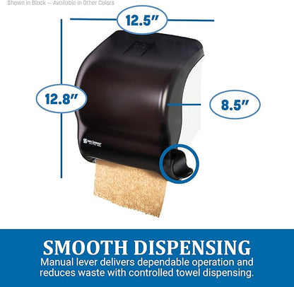 San Jamar Classic Element Paper Towel Dispenser Fits All Core Sizes with Lever for Bathroom, Kitchens, and Restaurants, Plastic, 8.5 x 12.5 x 12.75 Inches, Arctic Blue - Image 2
