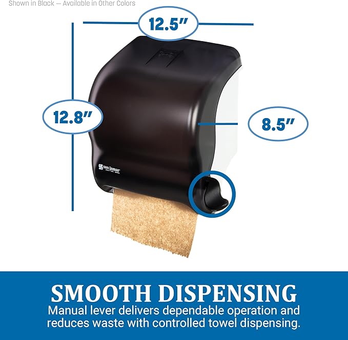 San Jamar Classic Element Paper Towel Dispenser Wall-Mounted Commercial Roll Dispenser, Fits All Core Sizes with Lever for Bathroom, Kitchens, and Restaurants, Plastic, Universal Paper, Black Pearl - Image 5