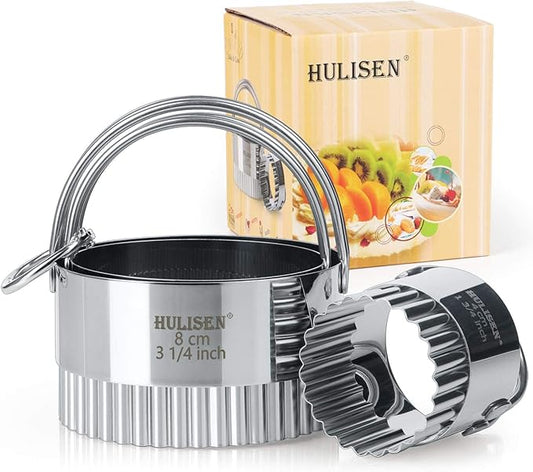 HULISEN Biscuit Cutter Set (3 Pieces/Set), Round Cookies Cutter with Handle, Professional Baking Dough Tools (Wave) by HULISEN