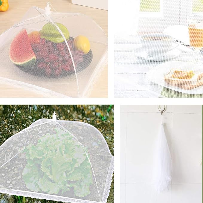 Onarway 3 Pack Food Covers 12 Inch Pop-Up Encrypted Mesh Plate Serving Tents, Fine Net Screen Umbrella for Outdoors, Parties, Picnics, BBQs, Reusable and Collapsible - Image 7