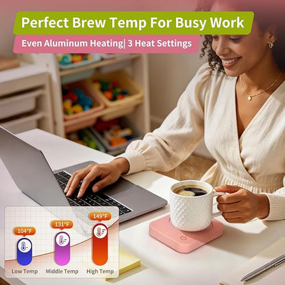 VOBAGA Coffee Mug Warmer for Desk with Auto Shut Off & 3-Temp Settings, Coffee Cup Warmer Galentines Day Gift Home Office Accessory, Perfect for Coffee, Tea, Milk (No Mug) - Image 3