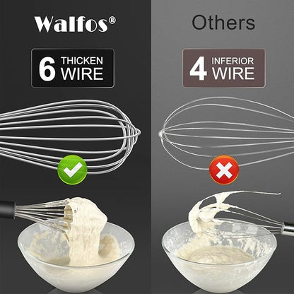Stainless Steel Wire Whisk Set - 3 Packs Balloon Whisk, Thick Wire Wisk ＆ Strong Handles, Egg Frother for Cooking, Blending, Whisking, Beating and Stirring (7"+9"+11") - Image 6