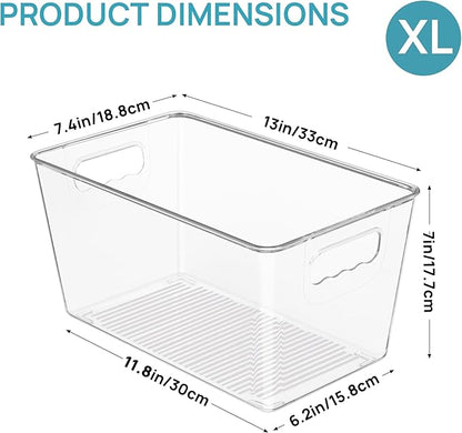 Vtopmart 6 PCS Clear Plastic Storage Bins, Pantry Organizer Containers with Handle for Refrigerator, Fridge, Cabinet, Kitchen, Countertops, Cupboard, Home Organization and Storage, XL - Image 2