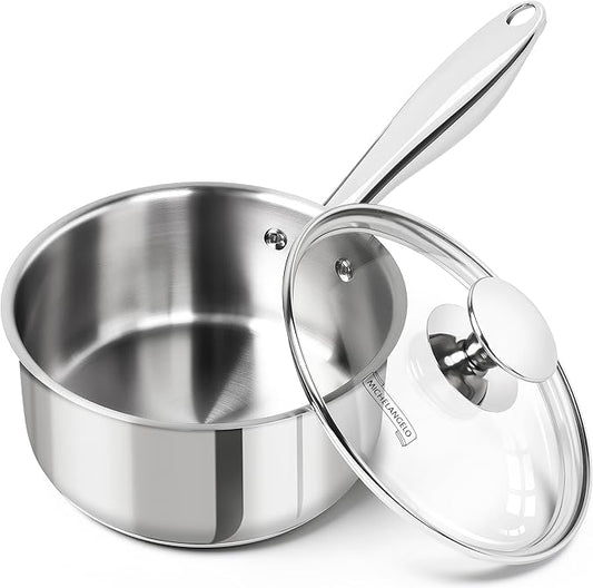 MICHELANGELO 1.5 Quart Saucepan with Lid, Triply Thick Bottom Sauce Pan Stainless Steel Saucepan 1.5 QT, Nonstick Sauce Pot, Induction Compatible by Michelangelo