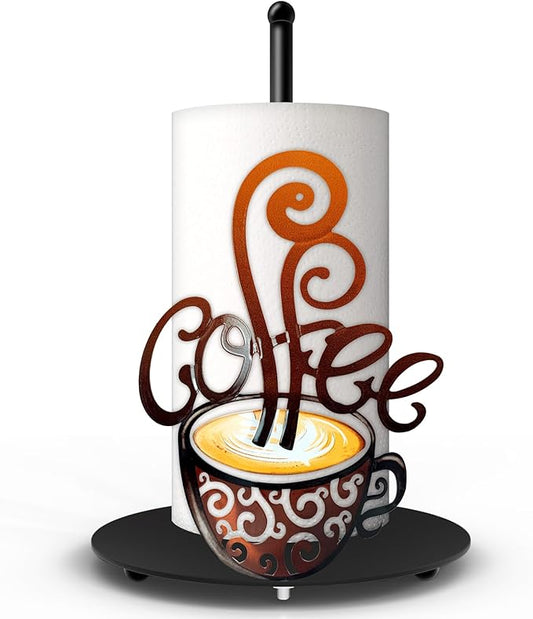 Hexagram Coffee Paper Towel Holder, Coffee Kitchen Bar Decor, Retro Decor for Kitchen Bar Bathroom Countertop, Cute Vintage Antique Housewarming Gifts for Women Men