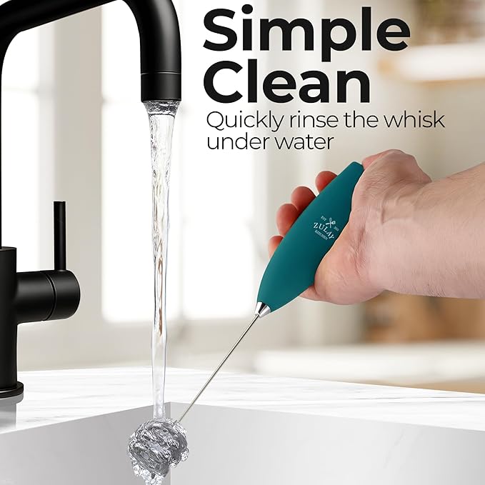Zulay Kitchen Patented Tornado Triple Whisk Milk Frother with 4 Duracell Batteries – Handheld Foam Maker for Coffee, Lattes, Matcha & Hot Chocolate – Rich, Creamy Froth in Seconds - Vivid Emerald - Image 9