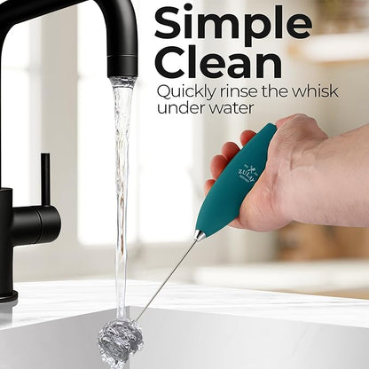 Zulay Kitchen Patented Tornado Triple Whisk Milk Frother with 4 Duracell Batteries – Handheld Foam Maker for Coffee, Lattes, Matcha & Hot Chocolate – Rich, Creamy Froth in Seconds - Vivid Emerald - Image 9