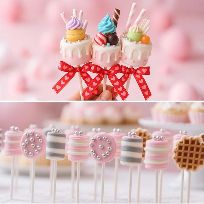 Juome Circle Cake Pop Mold Kit, 8 Cavities Cakesicle Molds Silicone with 50 Sticks & 50 Packaging Bags, Round Cake Pop Maker Supplies Accessories, Baking Tools for Home Baking Desserts - Image 5