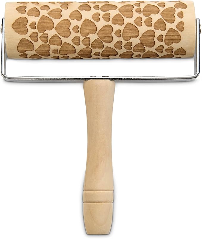 Mrs. Anderson’s Baking Mini Embossing Rolling Pin, Hearts Design, Poplar Wood and Chrome-Plated Iron by MrsAndersonsBaking