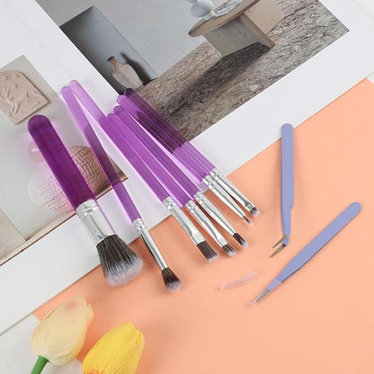 9 Pcs Baking Brush Set, Chocolate Candy Making Supplies Jelly Decorating Tools, for Home Bakers Professional Chefs Cake Cookie Dessert Pastry Decoration Kit, Brushes and Tweezers(Purple)