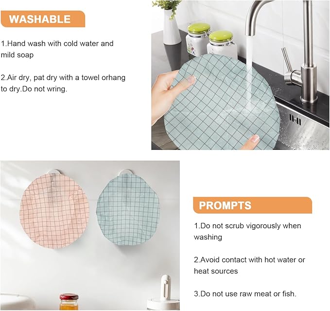 Reusable Bowl Covers for Bread Proofing（2 Large）- Cotton Beeswax Bowl Covers Reusable with Elastic Rim, Sourdough Bowl Cover for Food Storage and Food Preservation (10INCH)(tartan)