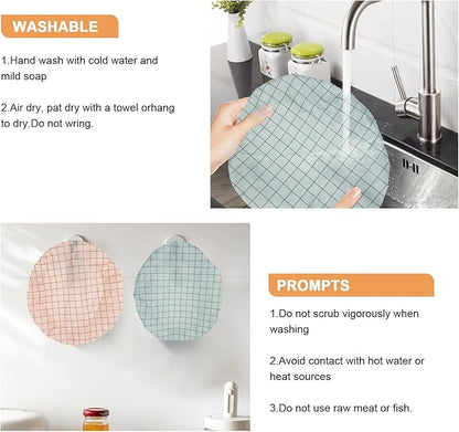 Reusable Bowl Covers for Bread Proofing（2 Large）- Cotton Beeswax Bowl Covers Reusable with Elastic Rim, Sourdough Bowl Cover for Food Storage and Food Preservation (10INCH)(tartan)