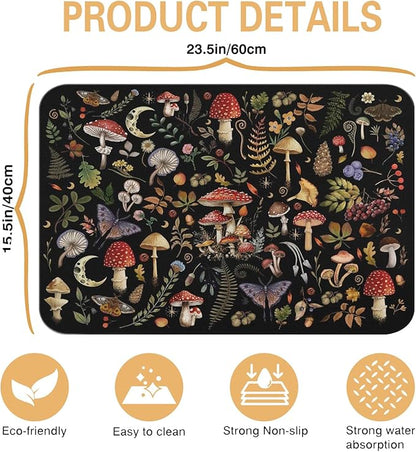 Kitchen Countertop Dish Drying Mat,Super Absorbent Coffee Bar Mat for Maker Espresso Machine, Anti-Slip Accessories for Kitchen Countertops 23x15 Inch