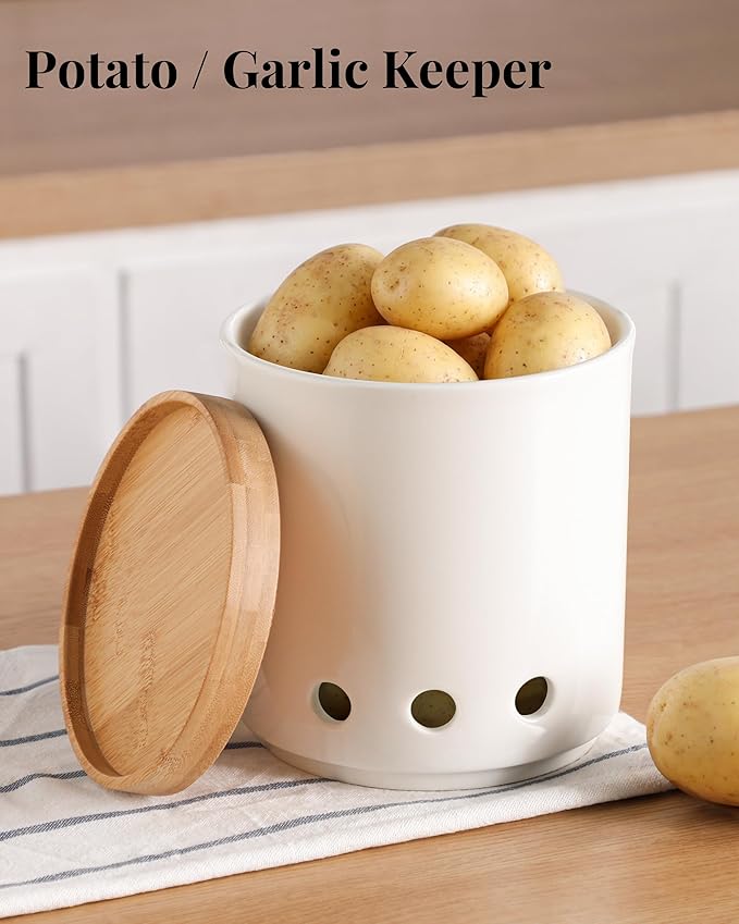 LoeJan 7.3“ 360° Rotating Ceramic Utensil Holder for Kitchen Countertop – Cooking Utensil Crock Organizer with Non-Slip Cork Base for Farmhouse Kitchen Decor, White - Image 6
