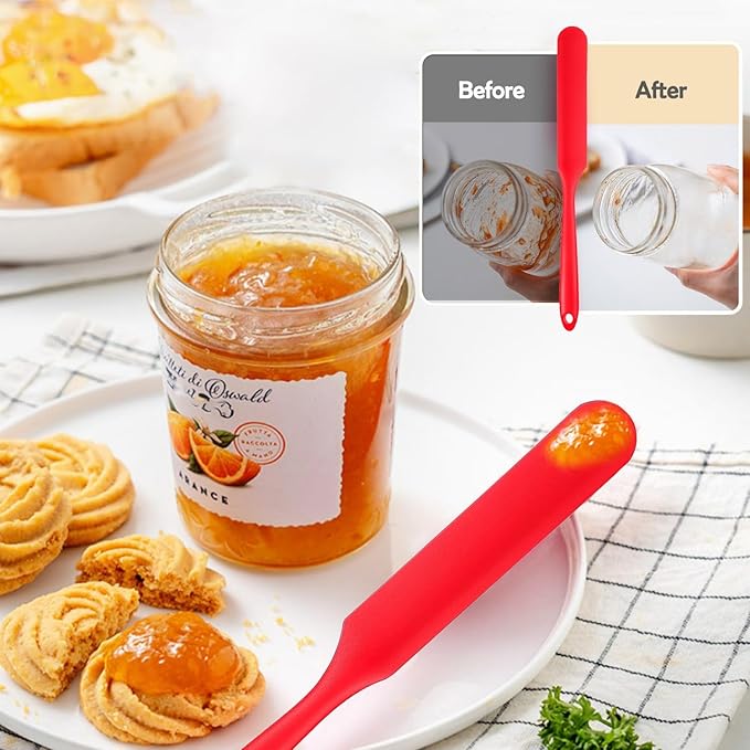 Silicone Jar Spatula, 3Pcs Spatulas Kitchen Set, Heat Resistant Jam Spreader for Baking Mixing Cake Cream Butter Scraper - Image 2