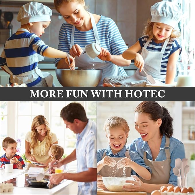 HOTEC 600℉ Heat Resistant BPA-Free Silicone Rubber Spatula Set,Kitchen Cooking Spatulas, Baking, Mixing for Non Stick Cookware, Dishwasher Safe, Set of 5, Khaki - Image 7