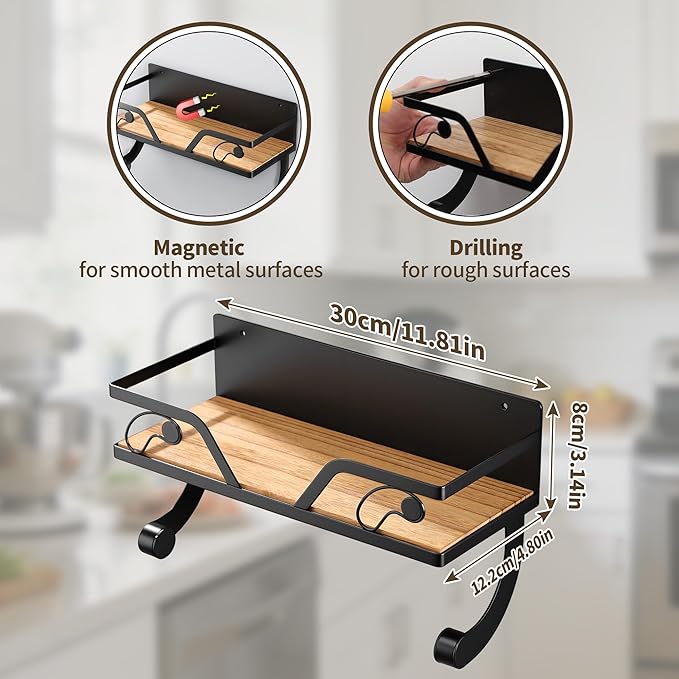 SUNTECH Magnetic Paper Towel Holder for Fridge, Black Kitchen Roll Holder with Shelf Wall Mount, Magnetic Spice Rack Organizer with Funny Memes for Kitchen, RV, Garage - Image 6