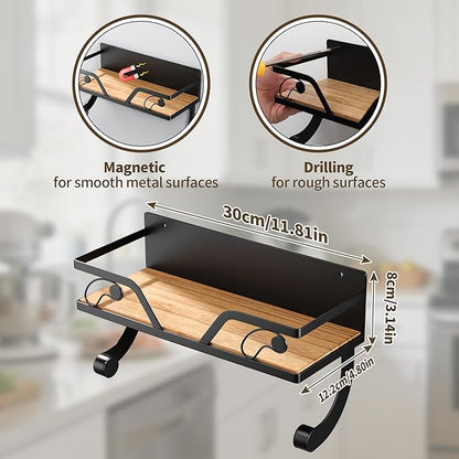 SUNTECH Magnetic Paper Towel Holder for Fridge, Black Kitchen Roll Holder with Shelf Wall Mount, Magnetic Spice Rack Organizer with Funny Memes for Kitchen, RV, Garage - Image 6