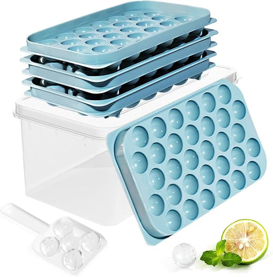 Ice Cube Trays with Lid and Bin, 0.8 IN Small Round Ice Cube Mold for Freezer - Easy Release Stackable Ice Ball Maker for Cocktail,Whiskey and Drinks,BPA-Free(0.8in/96 balls&box) by DclobTop