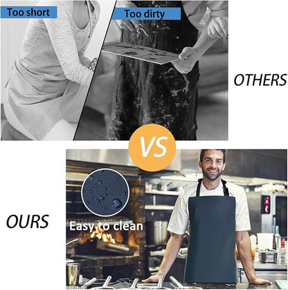 Homsolver 2 Pack Waterproof Rubber Aprons, Heavy Duty Butcher for Men, Chemical Vinyl Plastic Aprons for Dishwashing - Image 5
