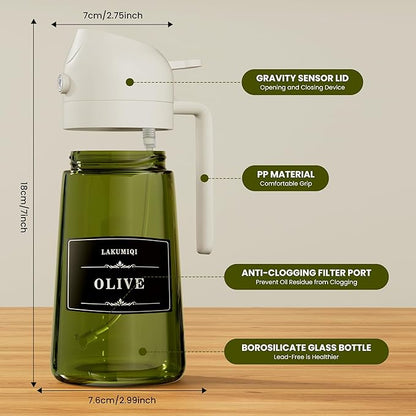 LAKUMIQI 2 in 1 Oil Sprayer for Cooking, 16oz Olive Oil Dispenser Bottle for Kitchen, Food Grade Light-Blocking Leak Proof Glass Spray Bottle for Salad, Air Fryer, BBQ - Image 7
