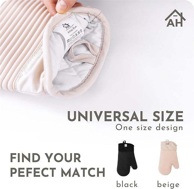Extra Long Silicone Oven Mitts and Pot Holders Sets | Heat Resistant 500°F BPA-Free Food Grade Silicone Hot Pads & Kitchen Mittens | 4-Piece Set of Oven Gloves & Potholders for Kitchens. - Image 8