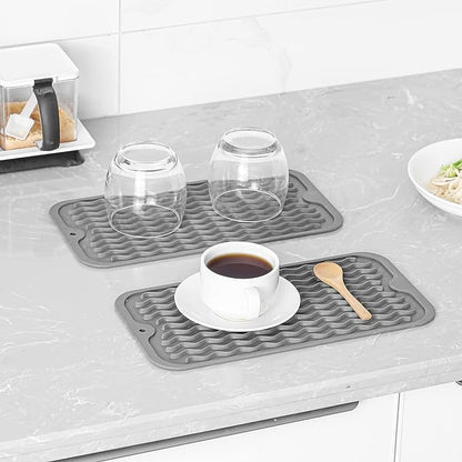 MicoYang Silicone Dish Drying Mat for Multiple Usage,Easy clean,Eco-friendly,Heat-resistant Silicone Mat for Kitchen Counter or Sink,Refrigerator or Drawer Liner Grey S 12 inches x 6 inches - Image 5