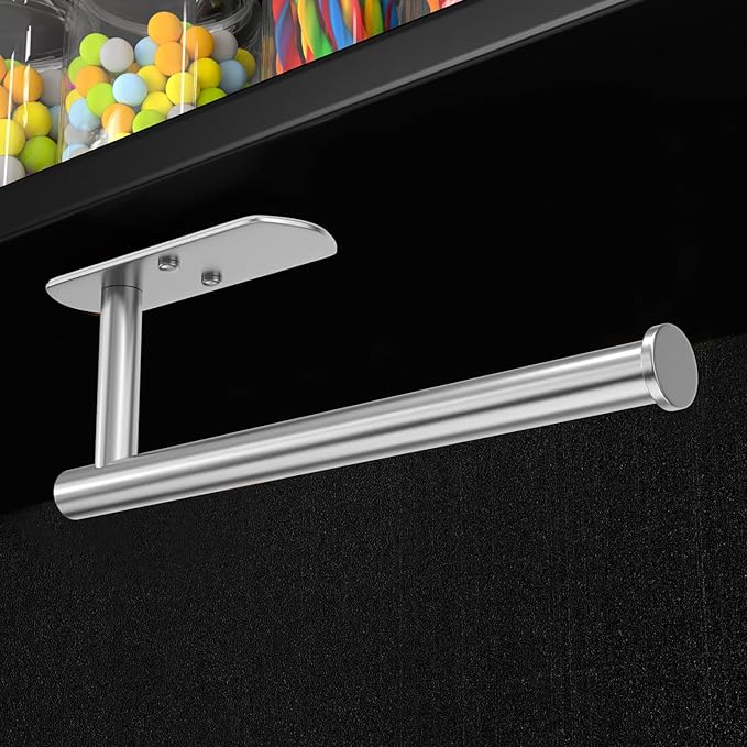 VAEHOLD Adhesive Paper Towel Holder Under Cabinet Mount, Wall Mounted Paper Towel Roll Holder for Kitchen Paper Towel, Stainless Steel（Silvery） - Image 4