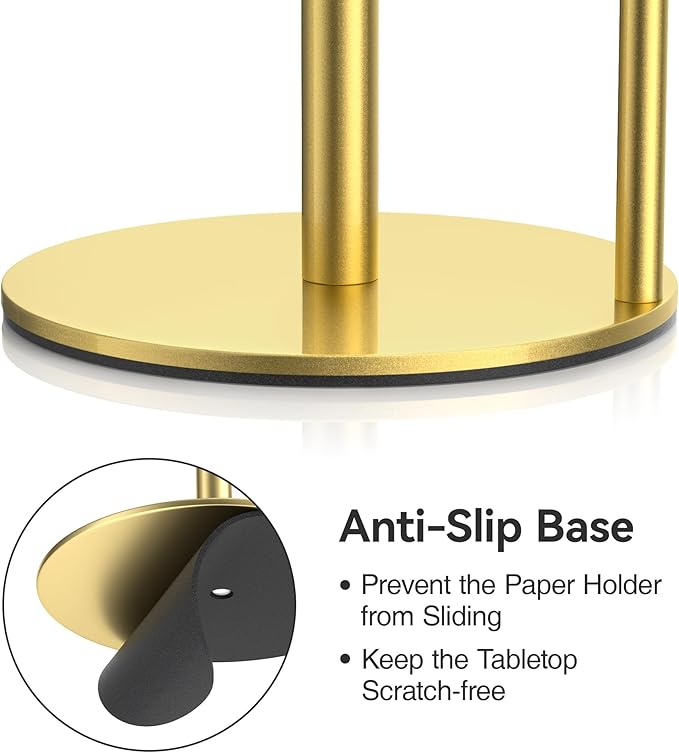 Paper Towel Holder Countertop, Stainless Steel, Gold, for Kitchen, Pantry, RV - Image 4