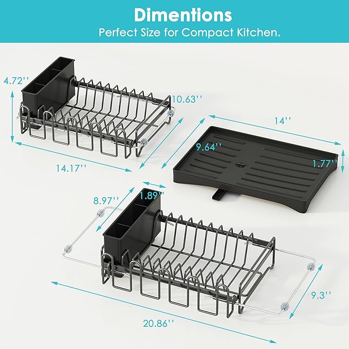 ANTOPY Dish Drying Rack in Sink, Expandable Rustproof Dish Rack for Kitchen Counter, Over The Sink Dish Drainer with Utensil Holder, Cup Rack, Drainboard, Space Saving Dish Dryer Rack for Inside Sink - Image 6