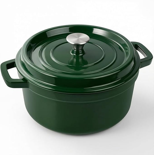 Miereirl 6.5 Quart Enameled Dutch Oven Pot with Lid, Cast Iron Dutch Oven with Dual Handles for Bread Baking, Cooking, Non-stick Enamel Coated Cookware (Green) by Miereirl