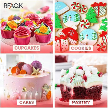RFAQK 200PCs Cake Decorating Kit with Cake Turntable & Leveler, Baking Supplies Gift Includes 110+1 Piping Bags,55 Icing Tips,2 Frosting Spatulas, Adjustable Scraper, Video Tutorial, Booklet & more - Image 4
